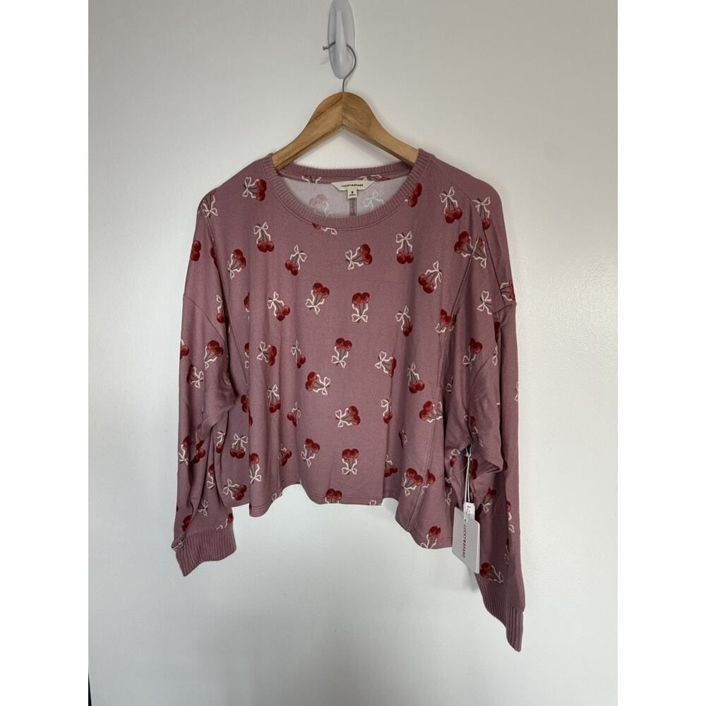 Lucky Brand Women's M Purple/Red Cherry Crew Neck Pullover Sweater - Picture 5 of 9